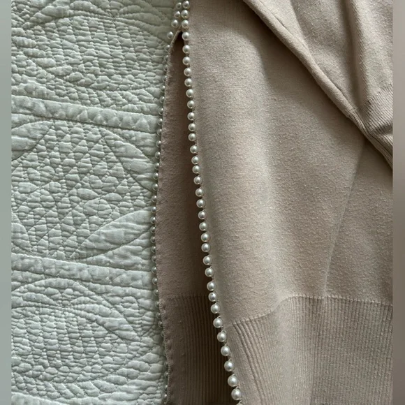 Sandro Pearl Trim Sweater - Sz 0 - Color Cream